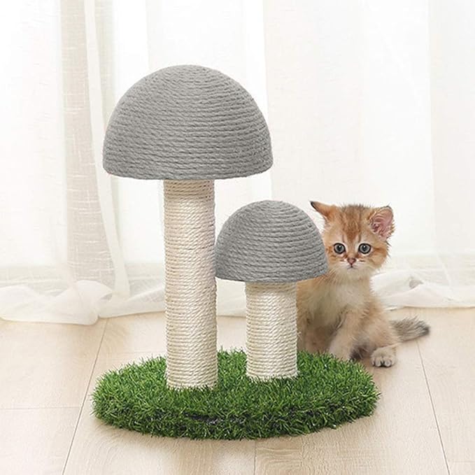 Kattklösträd i sisal med charmig svampdesign. Optimalt för kattens klor och som lekplats. Möbelräddare.