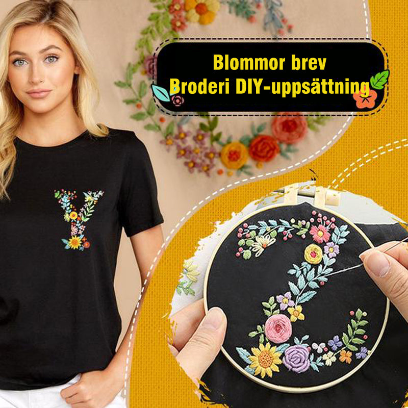 DIY broderikit med livfulla färger, färgglada trådar och mönster för personlig prägel på kläder och accessoarer.