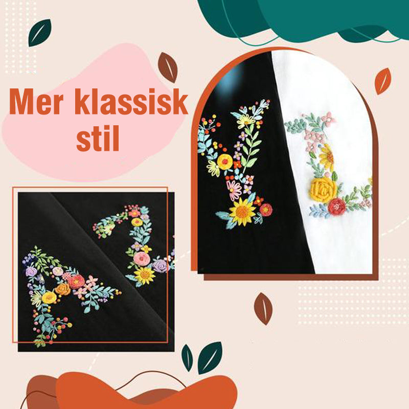 DIY broderikit med livfulla färger, färgglada trådar och mönster för personlig prägel på kläder och accessoarer.