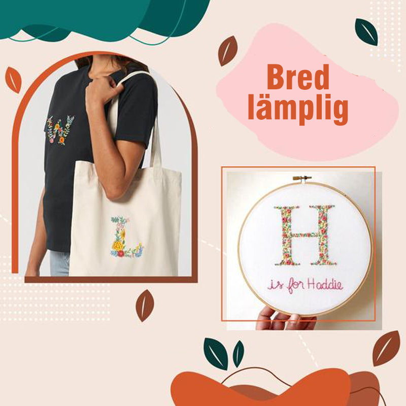 DIY broderikit med livfulla färger, färgglada trådar och mönster för personlig prägel på kläder och accessoarer.