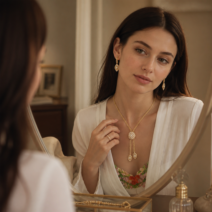 Exklusivt set med halsband och örhängen i elegant svart utförande
