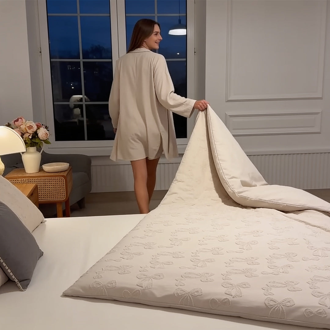 Bäddset Tuftly med matchande kuddvar och elegant tuftad design i vitt