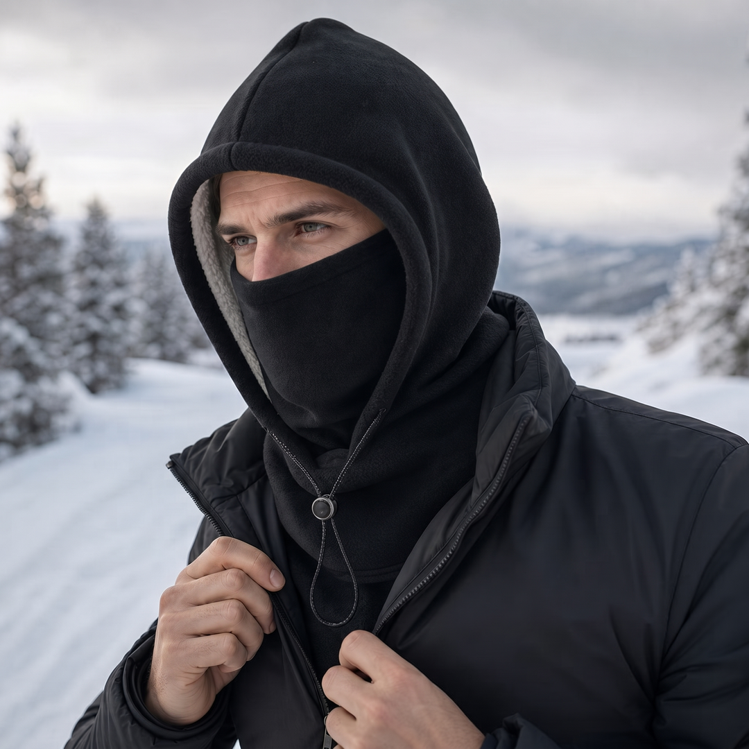 Mjuk och varm fleecebalaklava med dragsko, perfekt friluftsliv