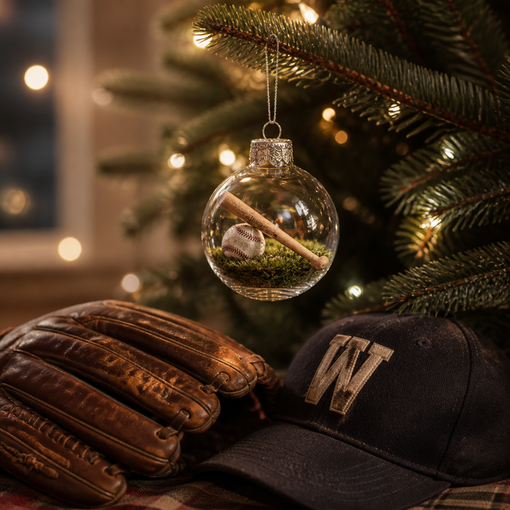 Unisex julgranskula i akryl med baseballmotiv för juldekoration