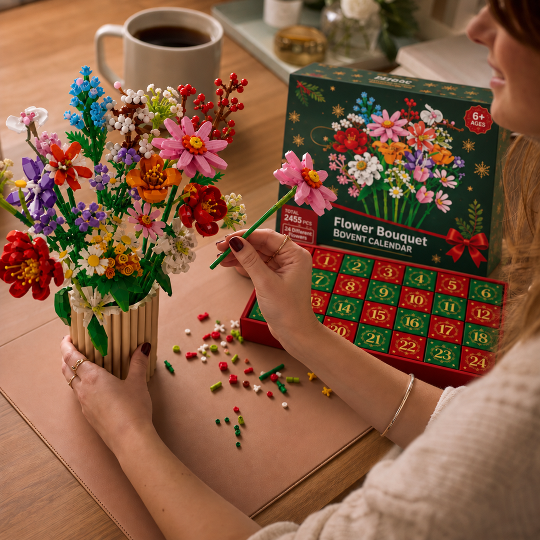 Advent Bloom blommande byggkalender medföljande kartong och design