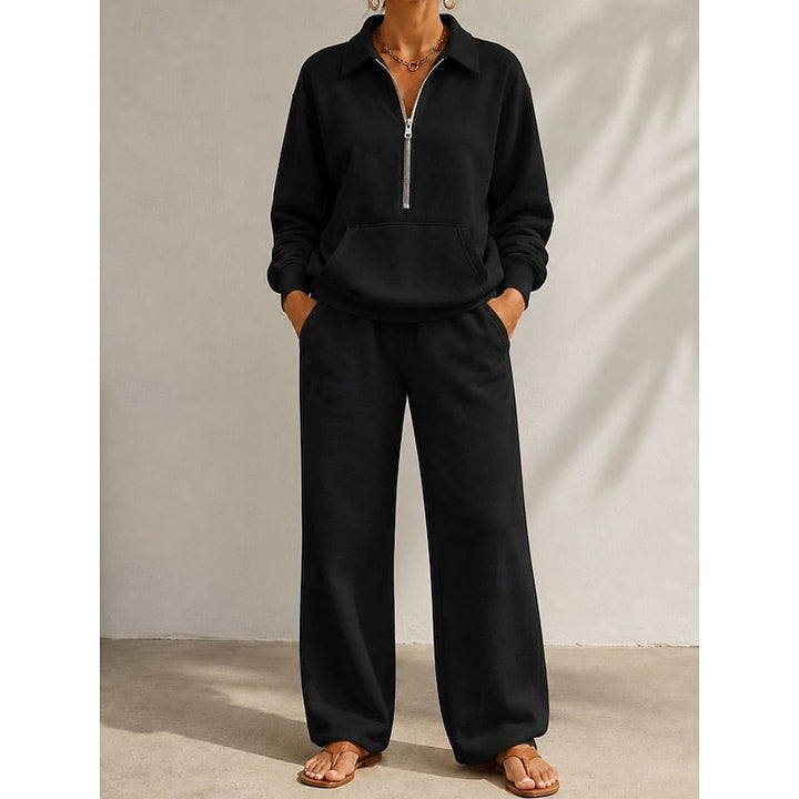 Behagligt damkläder-set med halv-zip i modern och avslappnad stil