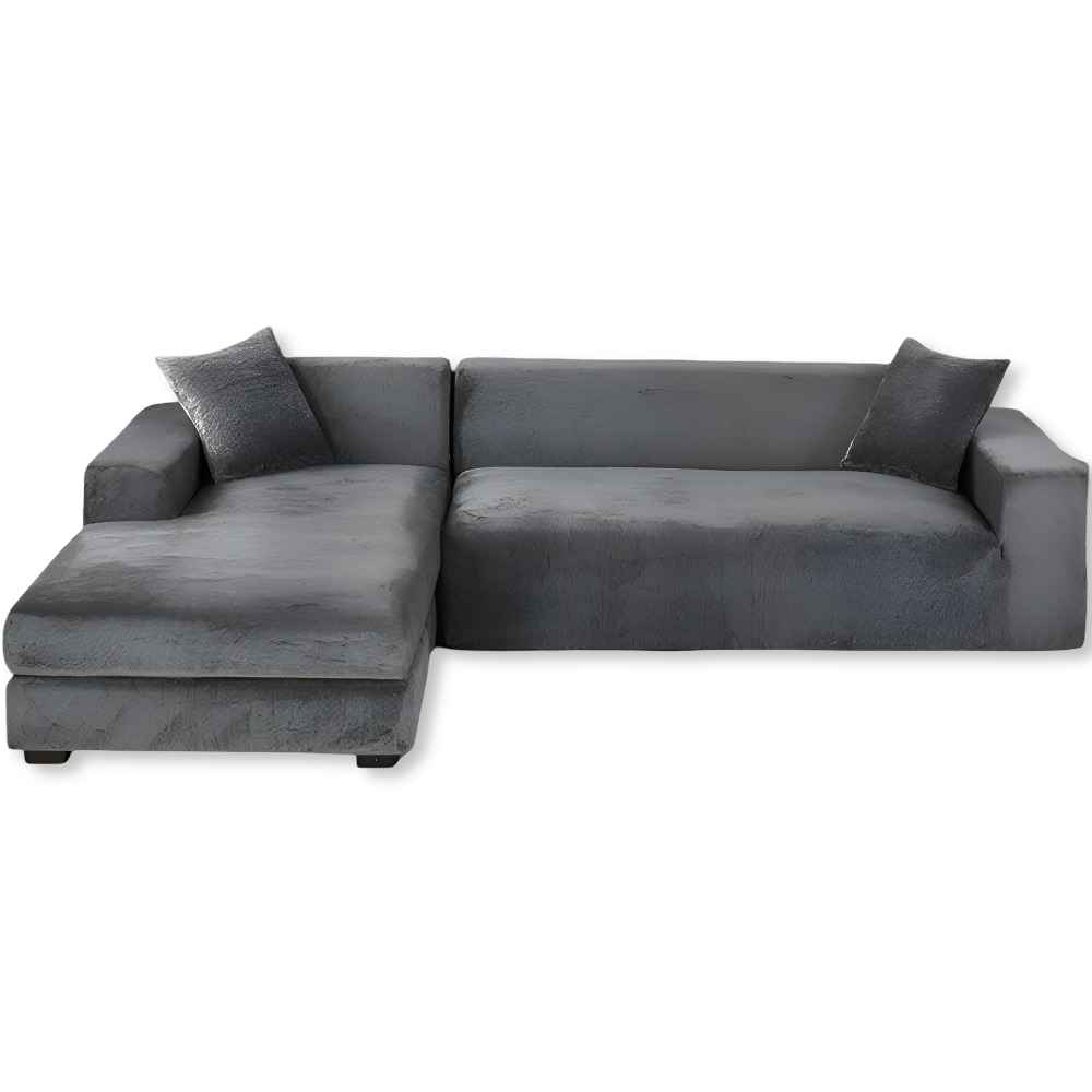 Beige stretch sofföverdrag med lyxig känsla, mjukt och skyddande för din favoritsoffa.