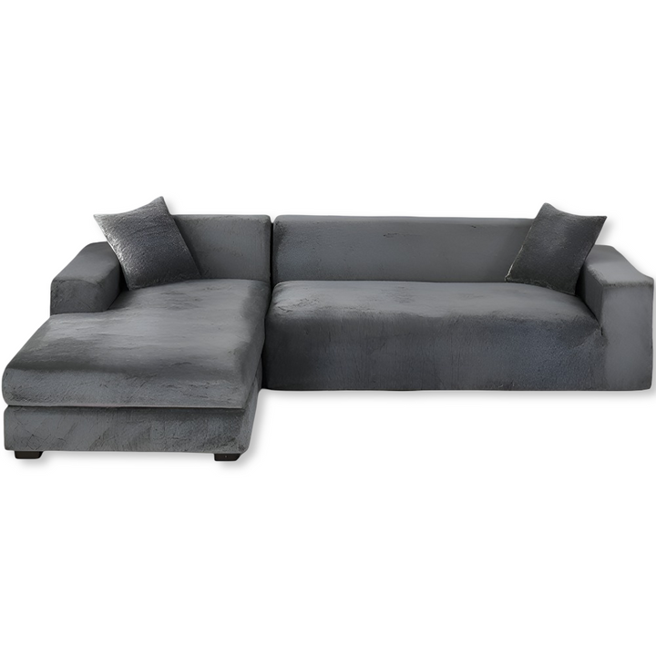Beige stretch sofföverdrag med lyxig känsla, mjukt och skyddande för din favoritsoffa.