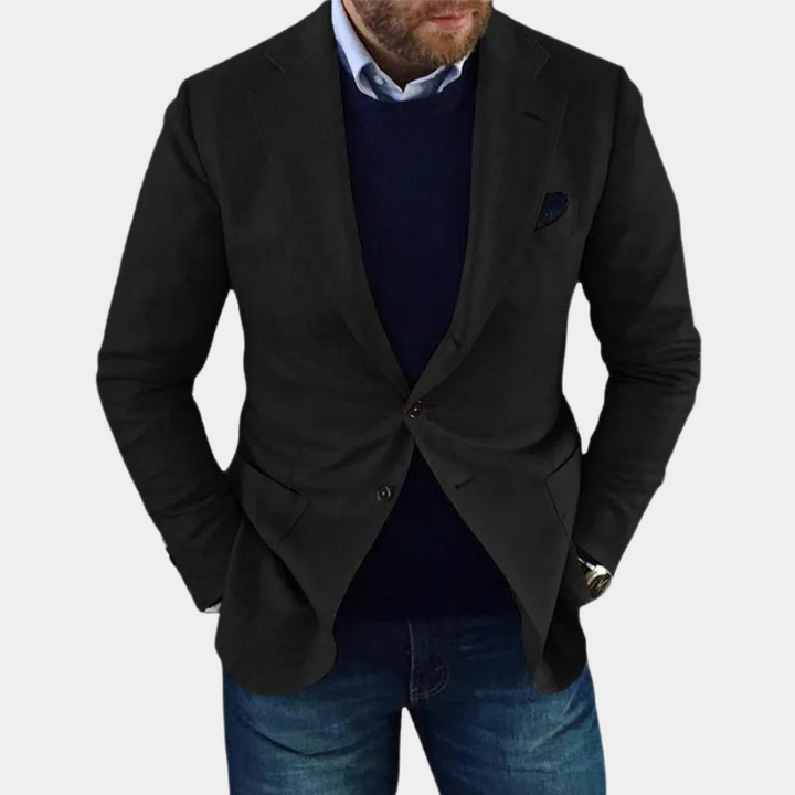 Stilren höstjacka för herr med eleganta knappar. Ett mångsidigt ytterplagg som passar både vår och höst.