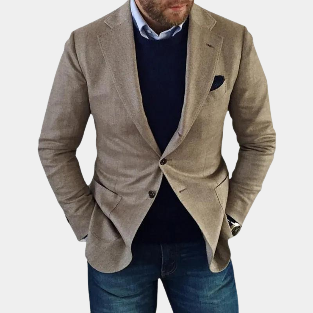 Snygg herrjacka med knappar, en klassisk höstjacka för män. Mångsidigt och stilrent ytterplagg i herrkläder.