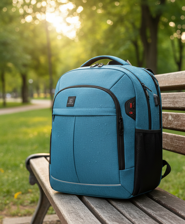 Mångsidig ryggsäck med USB-port, laptopfack. Vattenavvisande reseväska för organisering, unisex design.