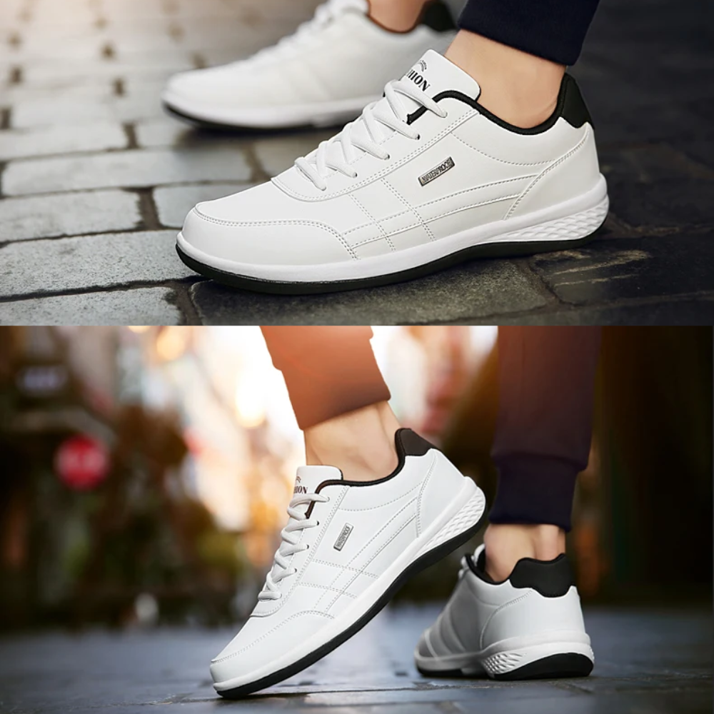 Grå/svarta herr sneakers, ortopediska & stilrena, perfekta för vardagsbruk.