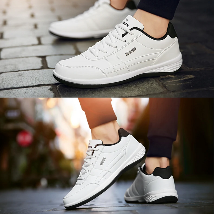 Grå/svarta herr sneakers, ortopediska & stilrena, perfekta för vardagsbruk.