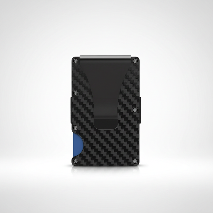 Mäns ultratunna SlimWallet plånbok i hand, visar dess kompakta och minimalistiska design. En praktisk korthållare.