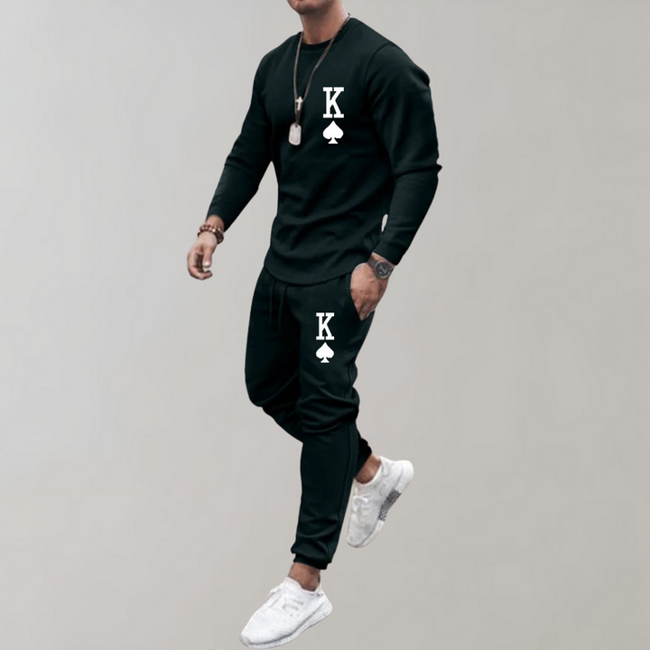 Mänsträningsdräkt, bekväm för sport & fritid. Modern herr activewear set för vardagsbruk.