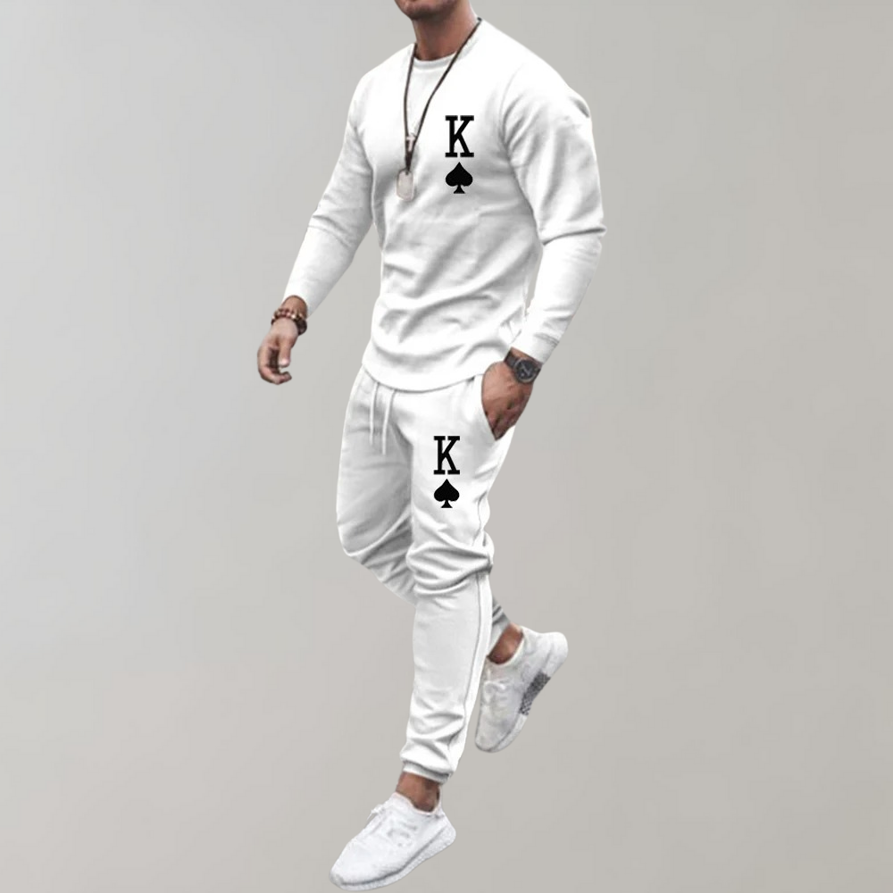 Herrträningsdräkt set, idealiskt för sportaktiviteter. Modern activewear för män som söker komfort.