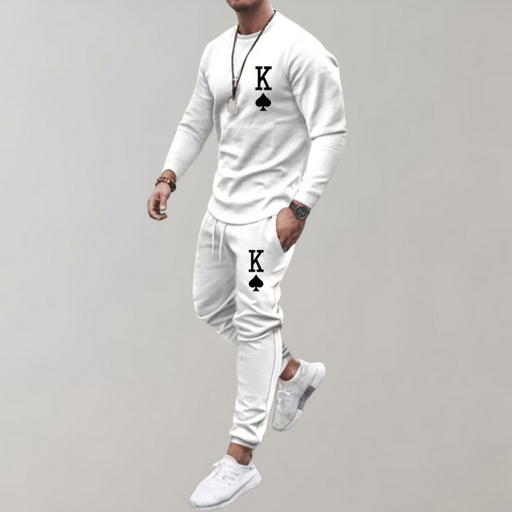 Herrträningsdräkt set, idealiskt för sportaktiviteter. Modern activewear för män som söker komfort.