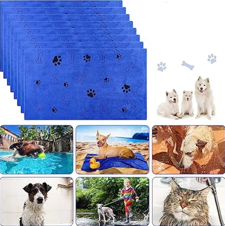 Grå mikrofiber handduk, perfekt som kattungehandduk eller för små hundar. Utmärkt husdjursvård.