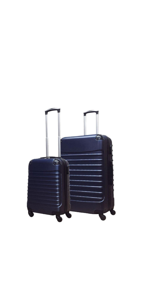 Mörkblått 2-delat hardcase resväskset med kabinväska och stor väska, perfekt för semester & affärsresa.