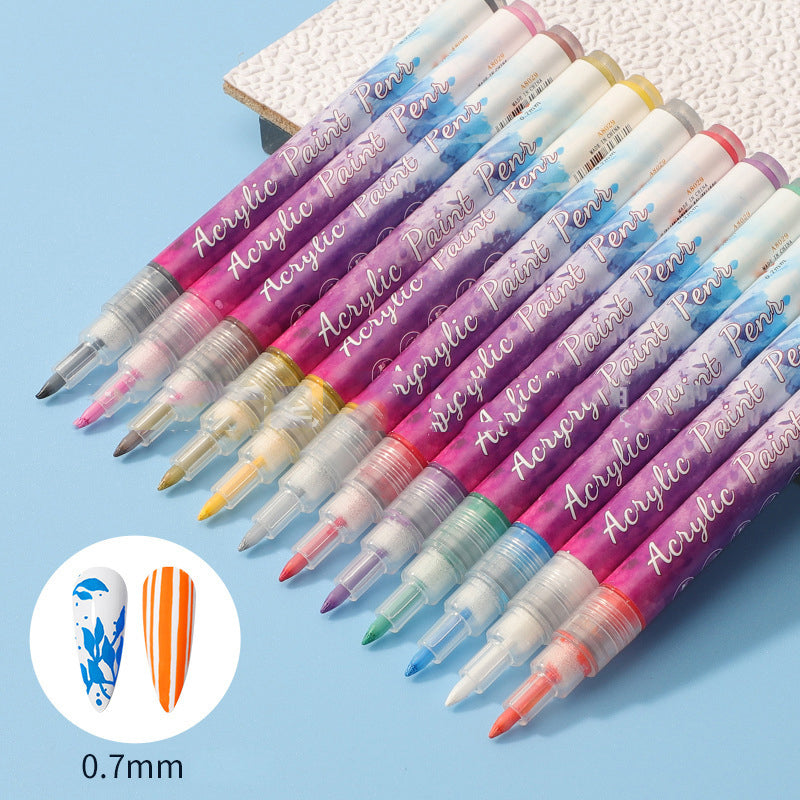 "Magic Manikyr Markör-set 12 färger, eleganta pennor för nagelkonst med ultrafina spetsar och livliga färger, nageldesign."