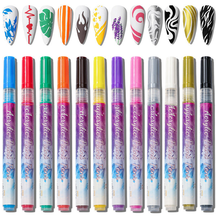 "Magic Manikyr Markör-set 12 färger, eleganta pennor för nagelkonst med ultrafina spetsar och livliga färger, nageldesign."