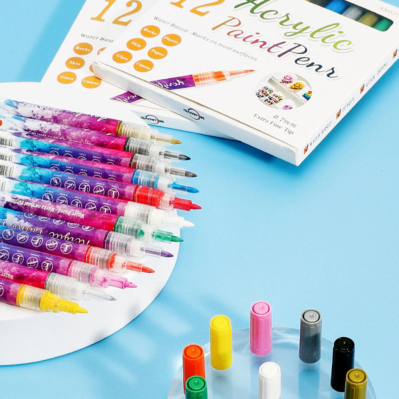 "Magic Manikyr Markör-set 12 färger, eleganta pennor för nagelkonst med ultrafina spetsar och livliga färger, nageldesign."