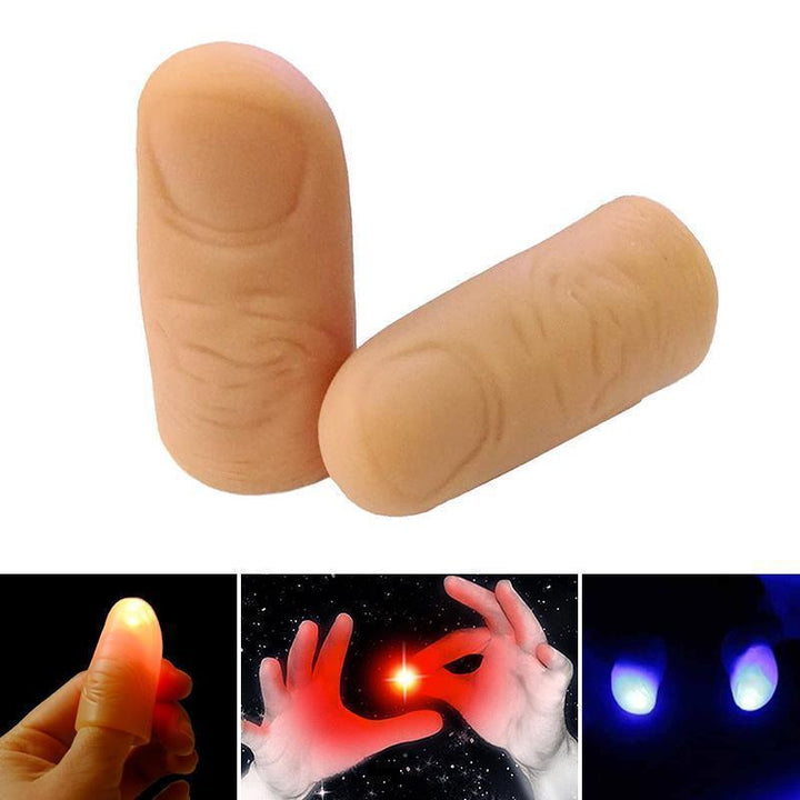 "Magisk tumme LED leksak: Färgglada ljus på fingertopparna, perfekt för magiska tricks och spännande ljusshower."