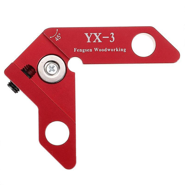 Magnetisk aluminium vinkelmätare, silver och röd, för träbearbetning, med magnet och exakt 45 och 90 graders mätning.