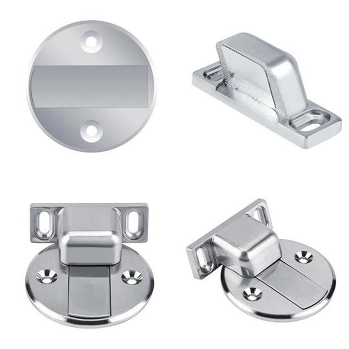 "Magnetisk dörrstopp i zinklegering, borstad yta, för hem och kontor, enkel installation, hållbar och elegant stil."