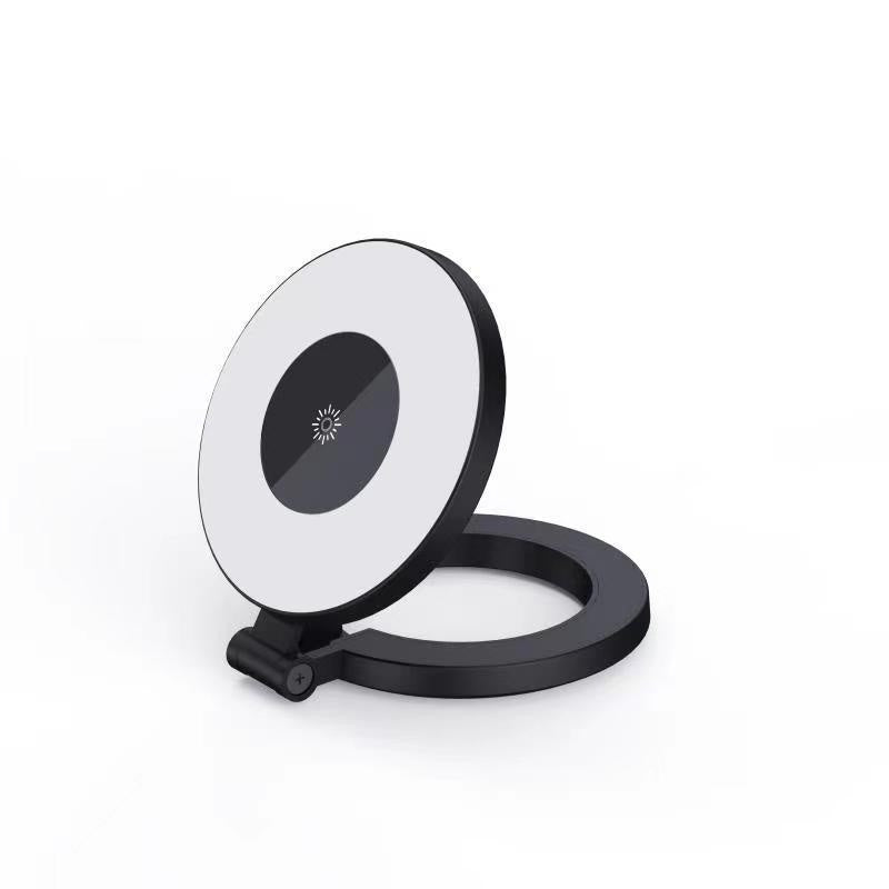 Magnetisk selfiepinne med stativ för mobiltelefoner, vit och svart, med teleskopisk design och 360° rotation för stabil och flexibel fotografering