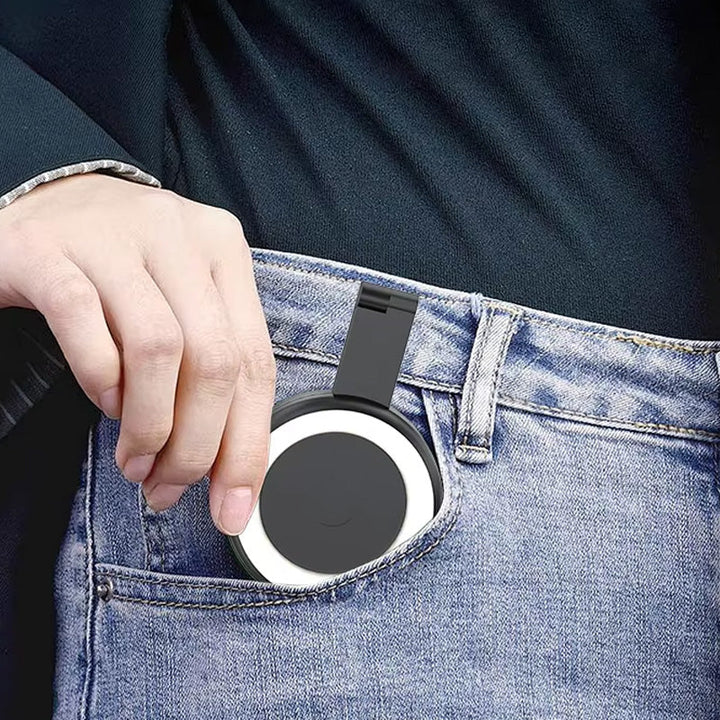 Magnetisk selfiepinne med stativ för mobiltelefoner, vit och svart, med teleskopisk design och 360° rotation för stabil och flexibel fotografering