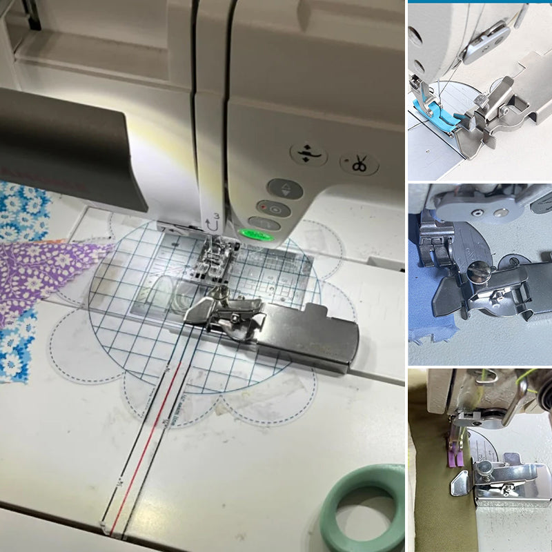 Magnetisk sömguide för exakt sömnad, fäst på symaskinsplåt för konsekvent sömbredd, idealisk för alla sömnadsprojekt.