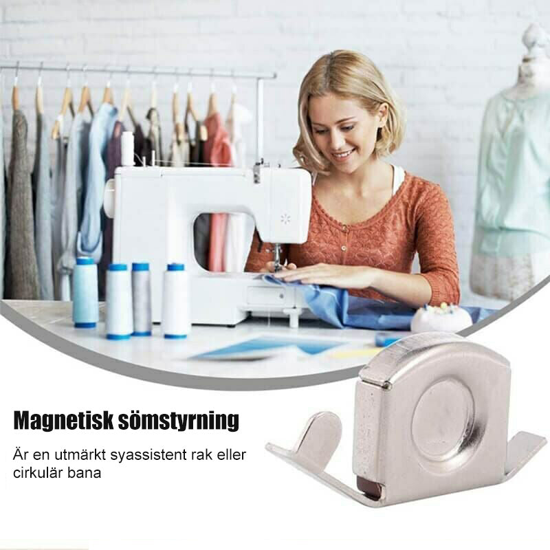 "Magnetisk syguide i metall, liten och kraftfull, idealisk för exakta sömsmåner och perfekt för alla som syr."