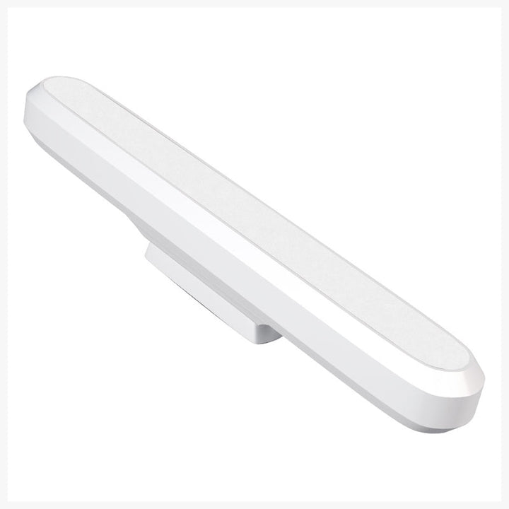 "Magnetisk uppladdningsbar bordslampa, kompakt design, magnetfot, justerbara ljusnivåer, svart eller vit färg."