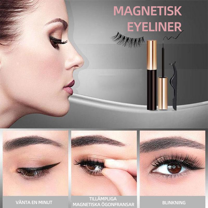 "Magnetiska återanvändbara ögonfransar med eyeliner, 5 magneter per frans, naturligt stilrent utseende"