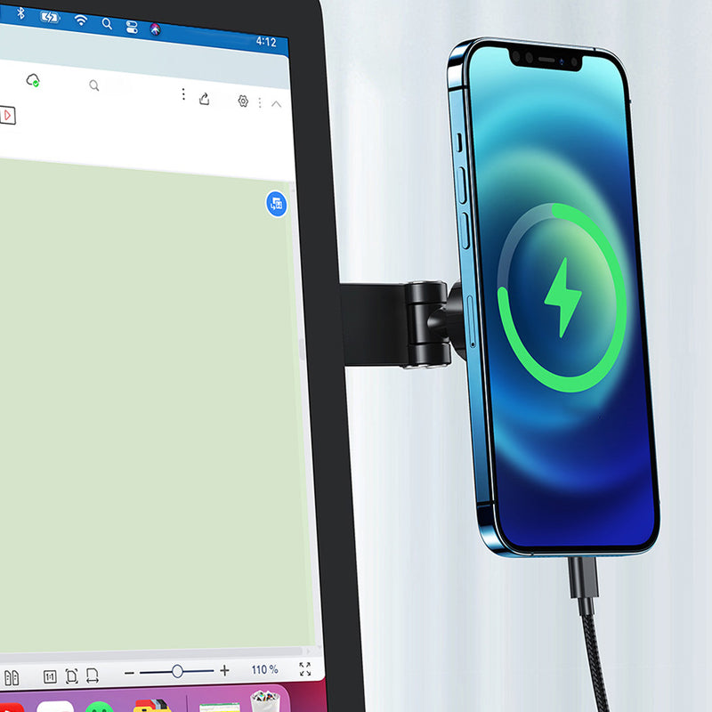 "Magnetiskt förlängningsfäste för telefon i svart, justerbart och roterbart för sömlös dubbelskärmsanvändning."