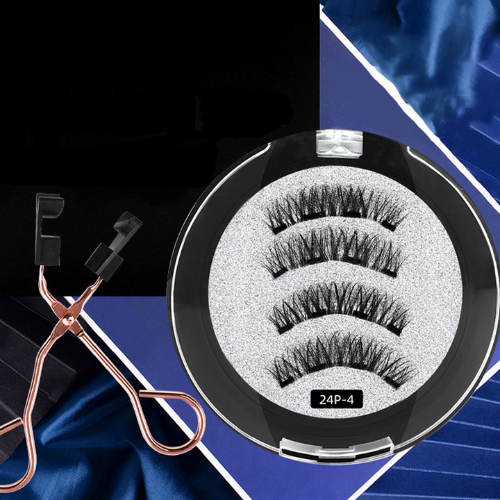 "Magnetiskt ögonfransset med böjare i rostfritt stål, enkelt att applicera och återanvända för en felfri ögonmakeup."
