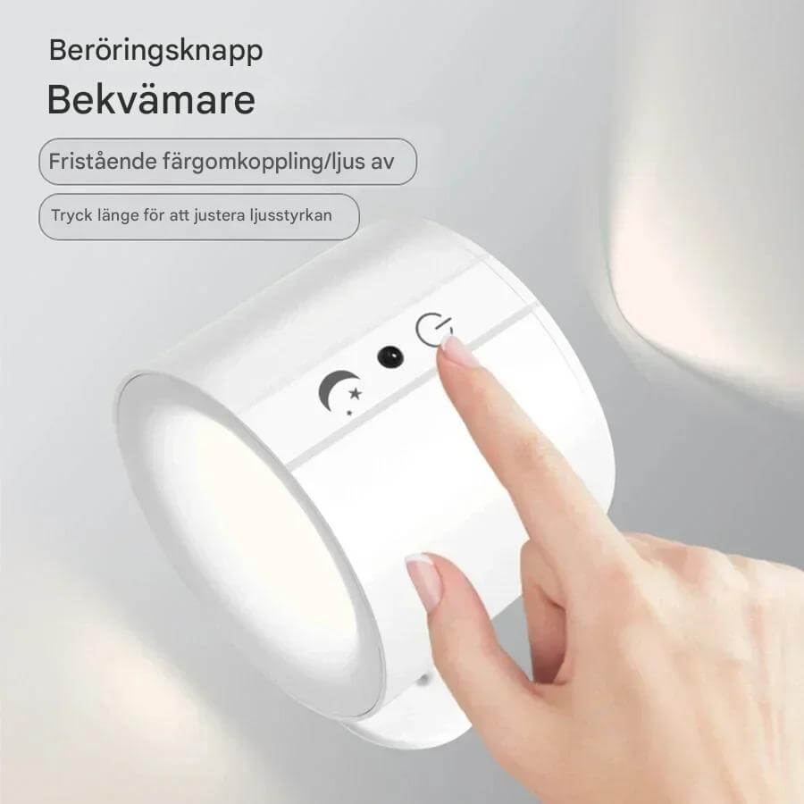 Magnetisk LED vägglampa med dubbla ljuskällor tänd i mörkt rum