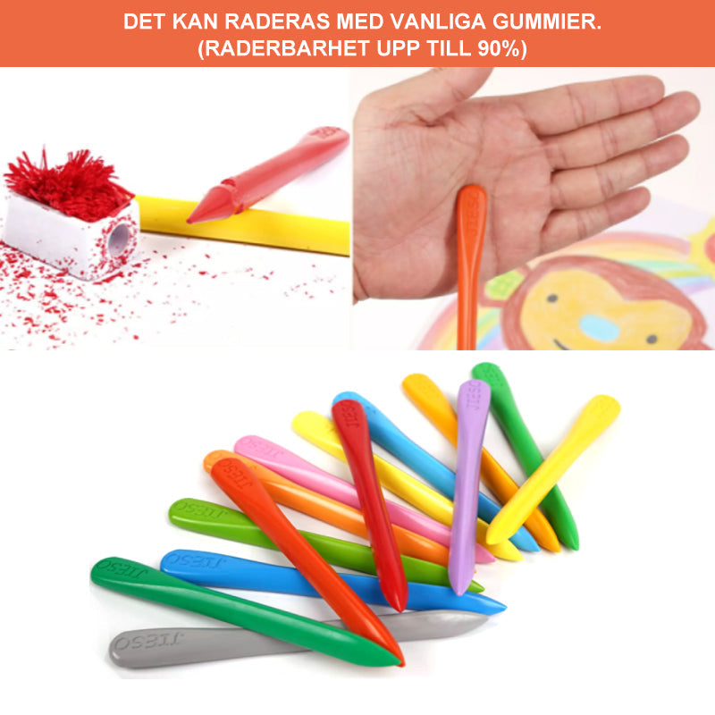 Barn använder ekologiska färger för att måla och rita med målar- och ritsetet.