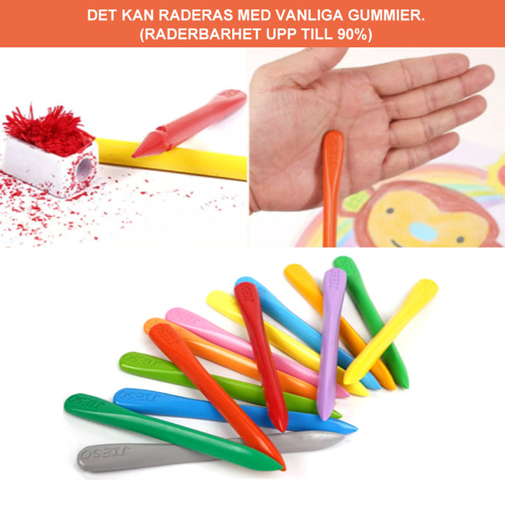 Barn använder ekologiska färger för att måla och rita med målar- och ritsetet.