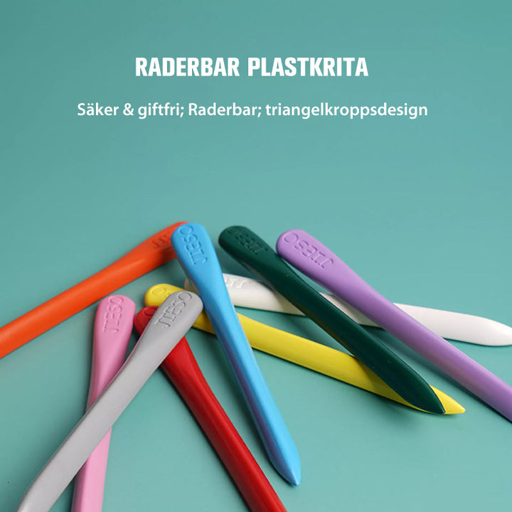 Barn använder ekologiska färger för att måla och rita med målar- och ritsetet.