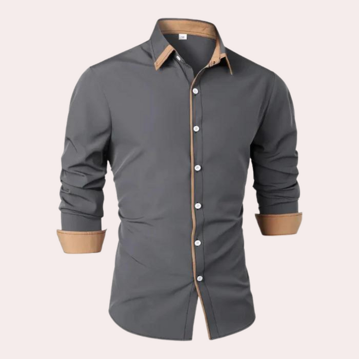 Elegant casual vårskjorta för män, enfärgad och stilren. Perfekt sommarskjorta, bekväm i luftigt tyg.