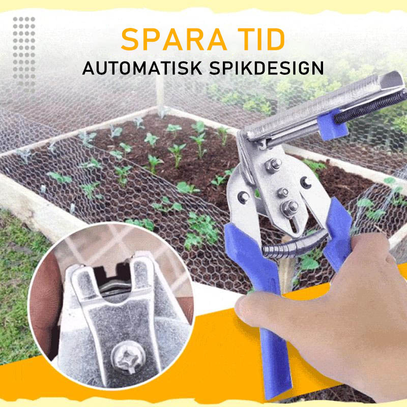 Mångsidig tång för burklämmor i manganstål med blå plasthandtag, perfekt för stängsel och burar, ergonomisk och hållbar.