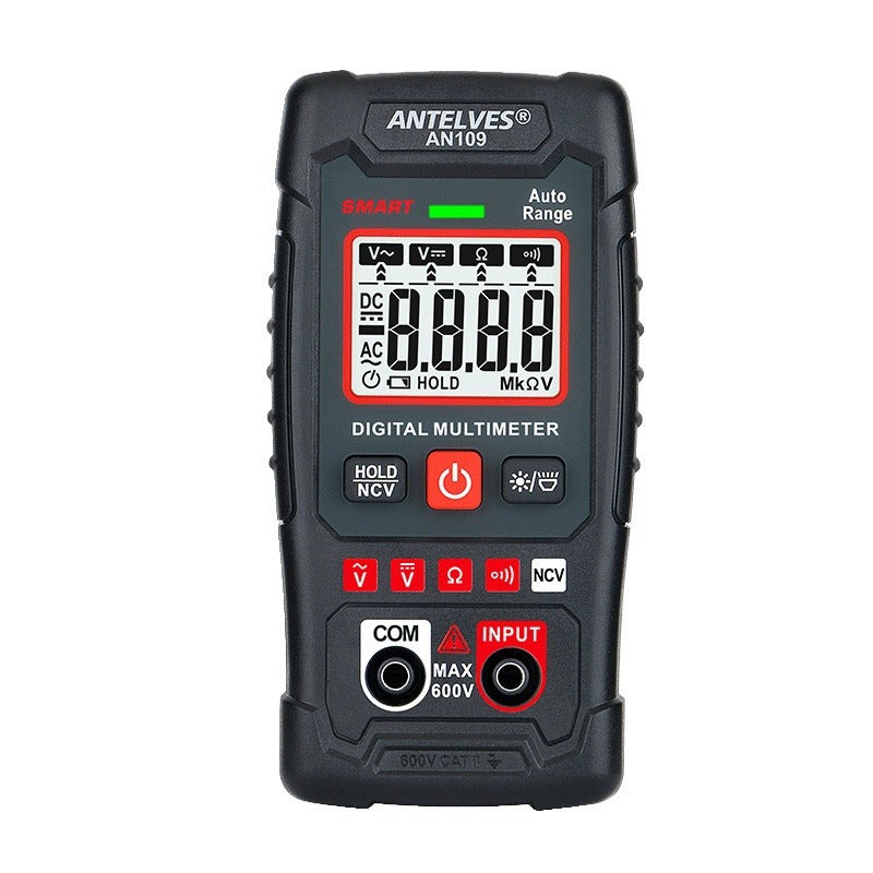 "Mångsidig EBTN LCD Multimeter, tydlig skärm, skyddande fodral, exakt avläsning av spänning och frekvens."