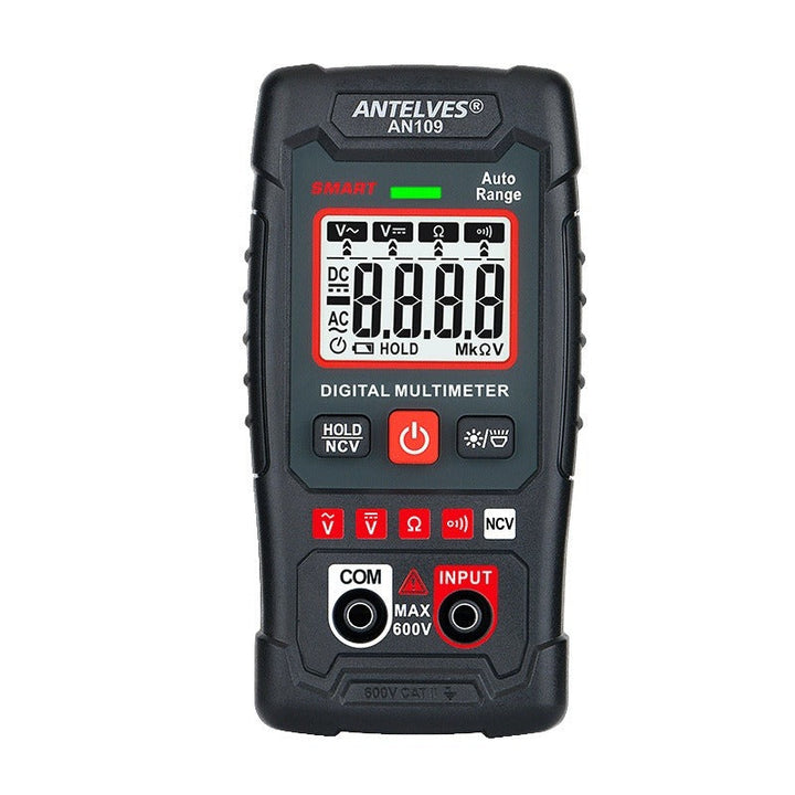 "Mångsidig EBTN LCD Multimeter, tydlig skärm, skyddande fodral, exakt avläsning av spänning och frekvens."