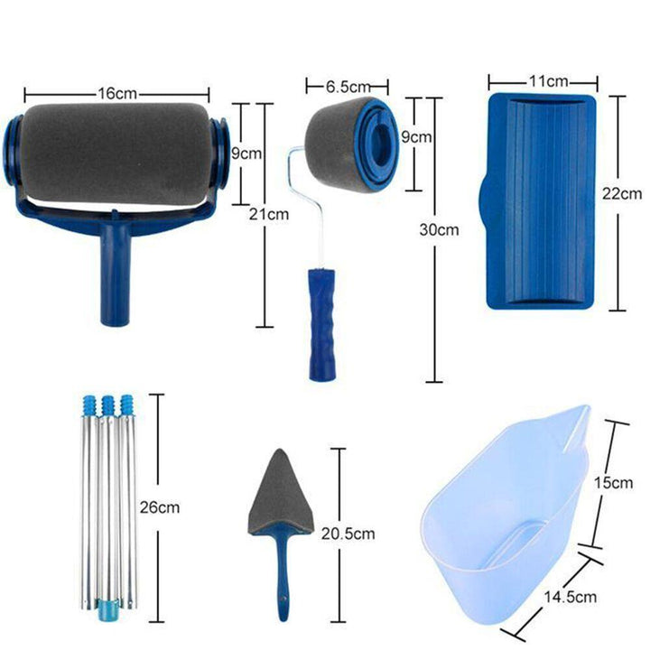 Mångsidig målarroller med ergonomiskt handtag, microfiber, effektiv och hållbar, perfekt för jämn målning av väggar och tak.