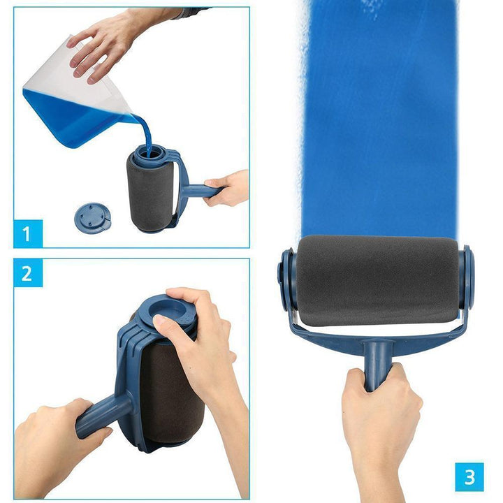 Mångsidig målarroller med ergonomiskt handtag, microfiber, effektiv och hållbar, perfekt för jämn målning av väggar och tak.