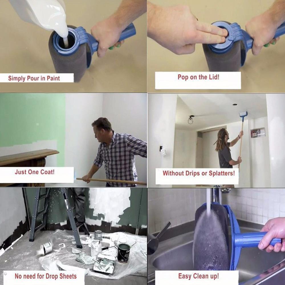 Mångsidig målarroller med ergonomiskt handtag, microfiber, effektiv och hållbar, perfekt för jämn målning av väggar och tak.