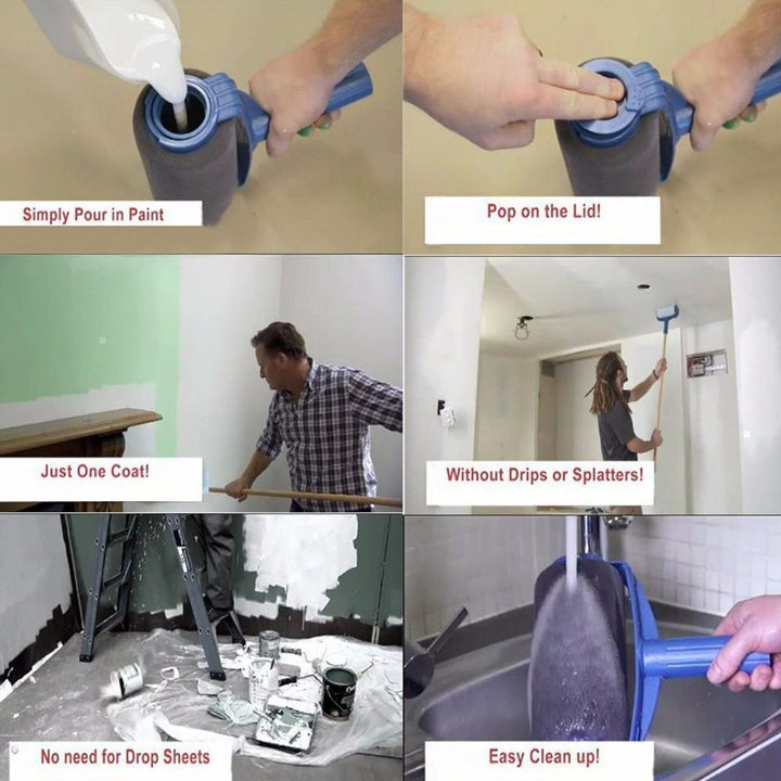 Mångsidig målarroller med ergonomiskt handtag, microfiber, effektiv och hållbar, perfekt för jämn målning av väggar och tak.