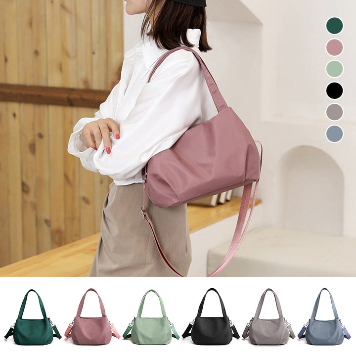 "Mångsidig nylon crossbody väska för kvinnor med ficka, justerbar rem och fler färgval, perfekt för vardag och resor."
